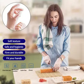 

100PC Disposable transparent gloves medical labor protection PVC gloves of food grade latex 50 pairs