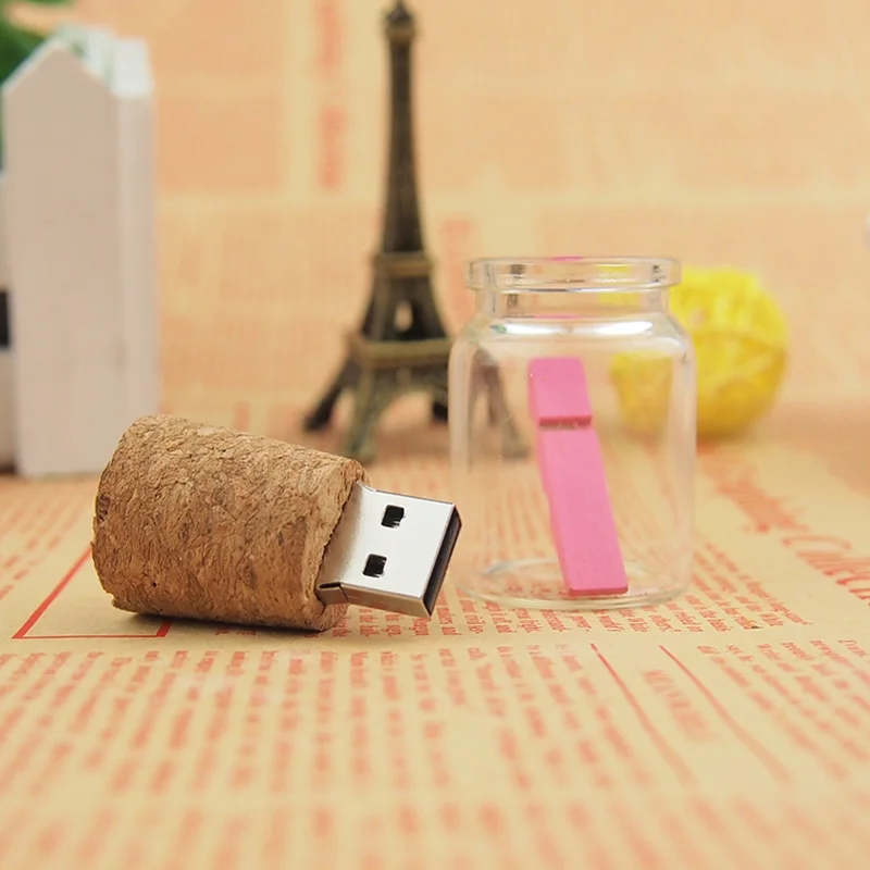 (10 шт. бесплатный логотип на заказ) стеклянная бутылка USB + коробка флэш накопитель