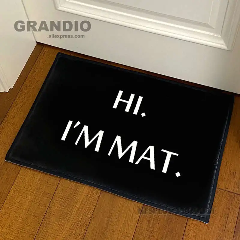 

Home Decorative Door Mat Hallway Entrance Doormat Black Flannel Fabric IM MAT Printed PVC Dotted Anti-Slip Floor Mat Carpet