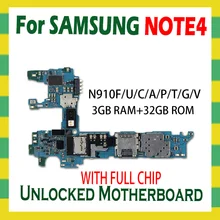 עבור Samsung Galaxy הערה 4 N910F N910C N910U N910A N910P N910V N910G N910T האם 32GB נעילת Mainboard מלא שבב אנדרואיד OS