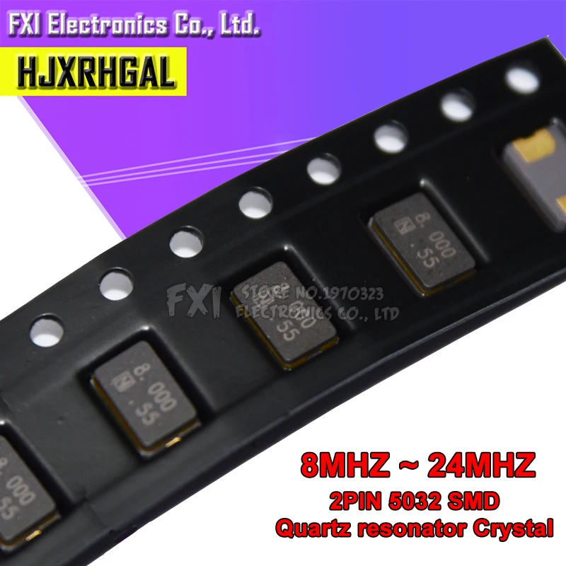 

100pcs 8MHZ 10MHZ 11.0592MHZ 12.000MHZ 13.56MHZ 16.000MHZ 20.000MHZ 24.000MHZ 8.000MHZ 2Pin 5032 smd quartz resonator Crystal