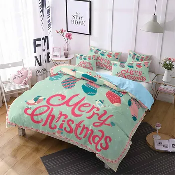 

Christmas Stocking Hanging Bird Soft Bedding Sets Kids Girls Winter Comforter Set Bedspreads Bed Set Single Queen Duvet Cover