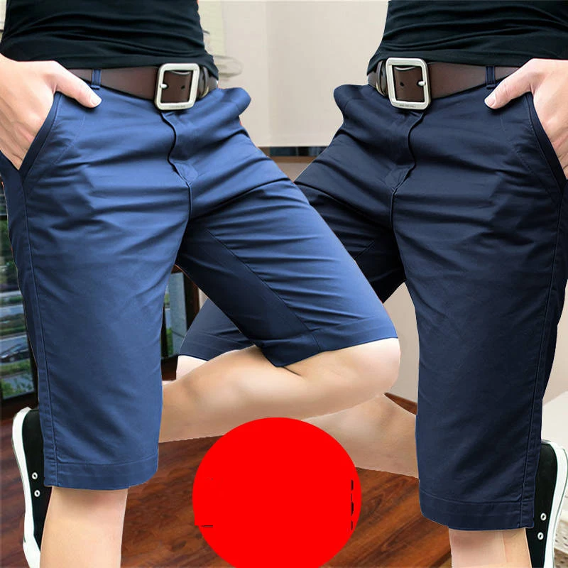Мужской короткий костюм брюки Slim Fit повседневные шорты для мужчин студентов корейский до колен короткие брюки цвета хаки одежда с карманами