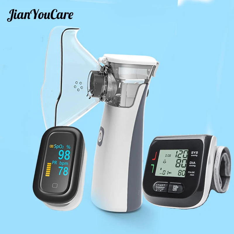 

JianYouCare touch screen Fingertip Pulse Oximeter Handheld Asthma Inhaler Nebulizer LCD Wrist Blood Pressure Monitor Family Care
