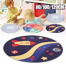 Круглый ковер с рисунком для детей, детские спальные коврики для гостиной, детские игровые коврики для ползания, нескользящий коврик, нетоксичный 120/100/80 см
