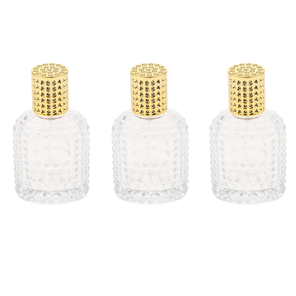 3x Pineapple Glass Perfume Bottle Essential Oils Bottle Container Gold 50ml