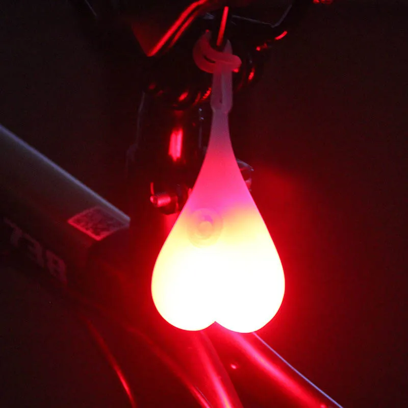 Велосипедный светильник в форме сердца, велосипедные шары, задний водонепроницаемый силиконовый велосипедный задний светильник, задние фонари, Предупреждение, Led