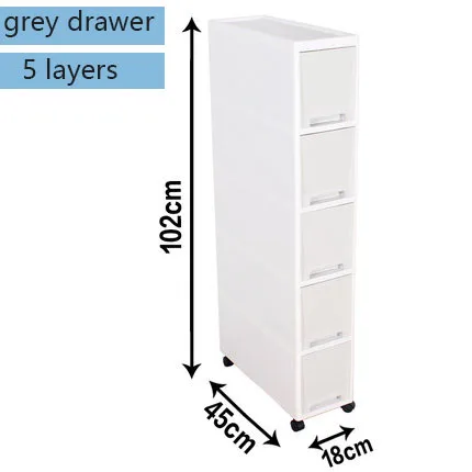 grey-5 layeres Morejoy 18 см зазор ящик пластиковый шкаф для хранения многослойный шкафчик детский шкаф для хранения игрушек - Цвет: grey-5 layeres