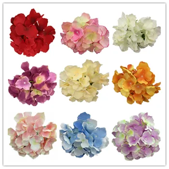 

100p Silk Hydrangea Flower Heads 17cm/6.7" Artificial Hydrangea Head 12 Colors for Wedding Centerpieces Table Floral Decoration