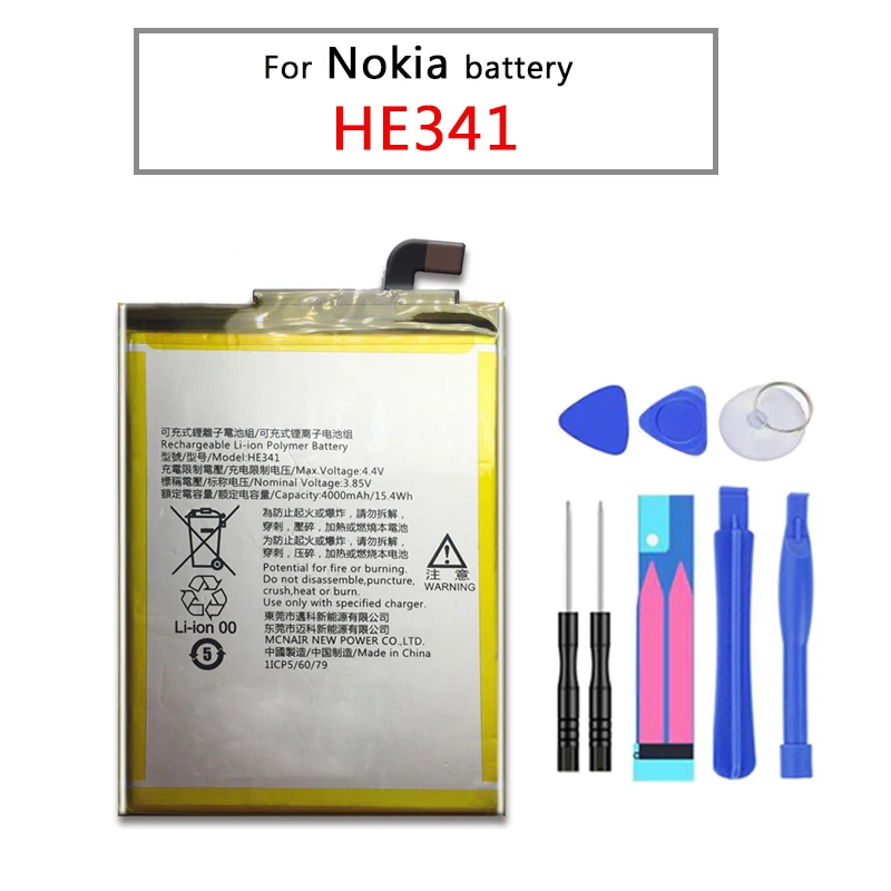4000 мАч аккумулятор для сотового телефона HE341 для Nokia TA-1029 Замена литий-ионных батарей+ Бесплатные инструменты