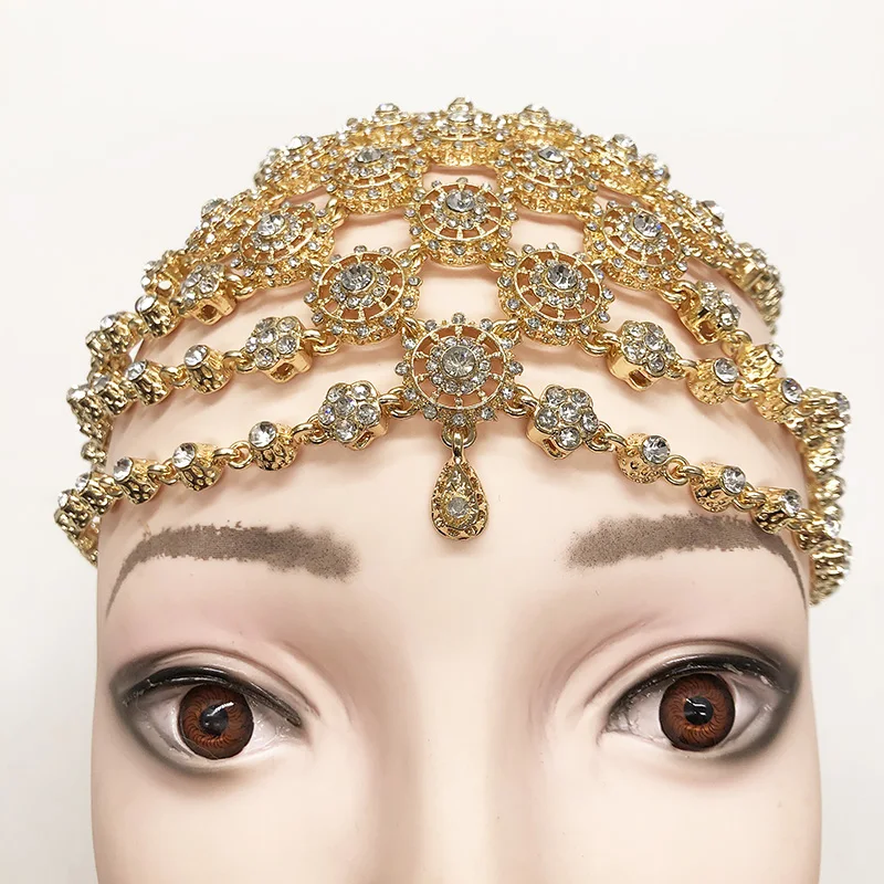 Arabic Handmade Jewelry Bridal Hair Accessories Women Golden Color