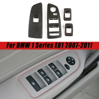 

Window Lift Button Trim Cover For BMW 1 Series E81 2007-2011 Decoration Carbon Fiber Black Car