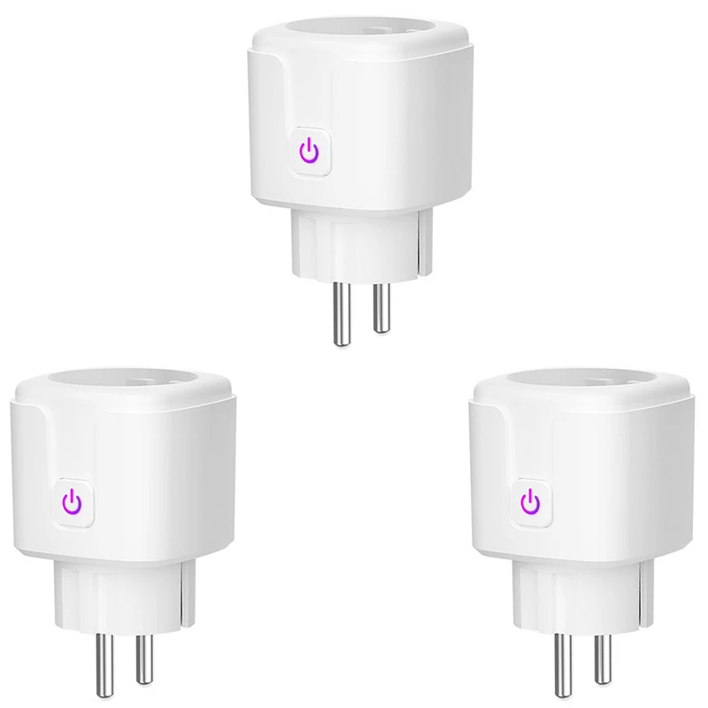 

3Pcs Tuya Wifi Smart Socket Smart Mini WiFi Remote Control with Alexa Google Home Energy Monitor(EU Plug)