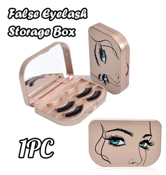 

1Pc Plastic Cute Bow False Eyelashes Storage Box Makeup Cosmetic With Mirror Case Organizer Bowknot Fashion Cosmetics Tools L302