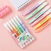 6Pcs/Set Double Head Fluorescent Highlighter Pen Markers Pastel Drawing Pen for Student School Office Supplies Cute Stationery ► Photo 2/6