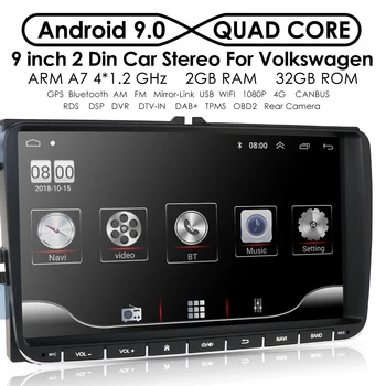 

2Din Car Multimedia Player Android 10.0 GPS for VW Golf Passat Tiguan Skoda Fabia Rapid Seat Leon Skoda RDS Steel Wheel Control