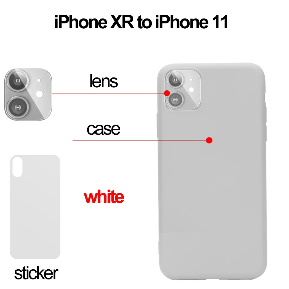 white XR Поддельные объектив камеры протектор задняя пленка стикер чехол для телефона для iPhone X XR Xs Макс секунды изменить iPhone 11 Pro Max - Цвет: white XR