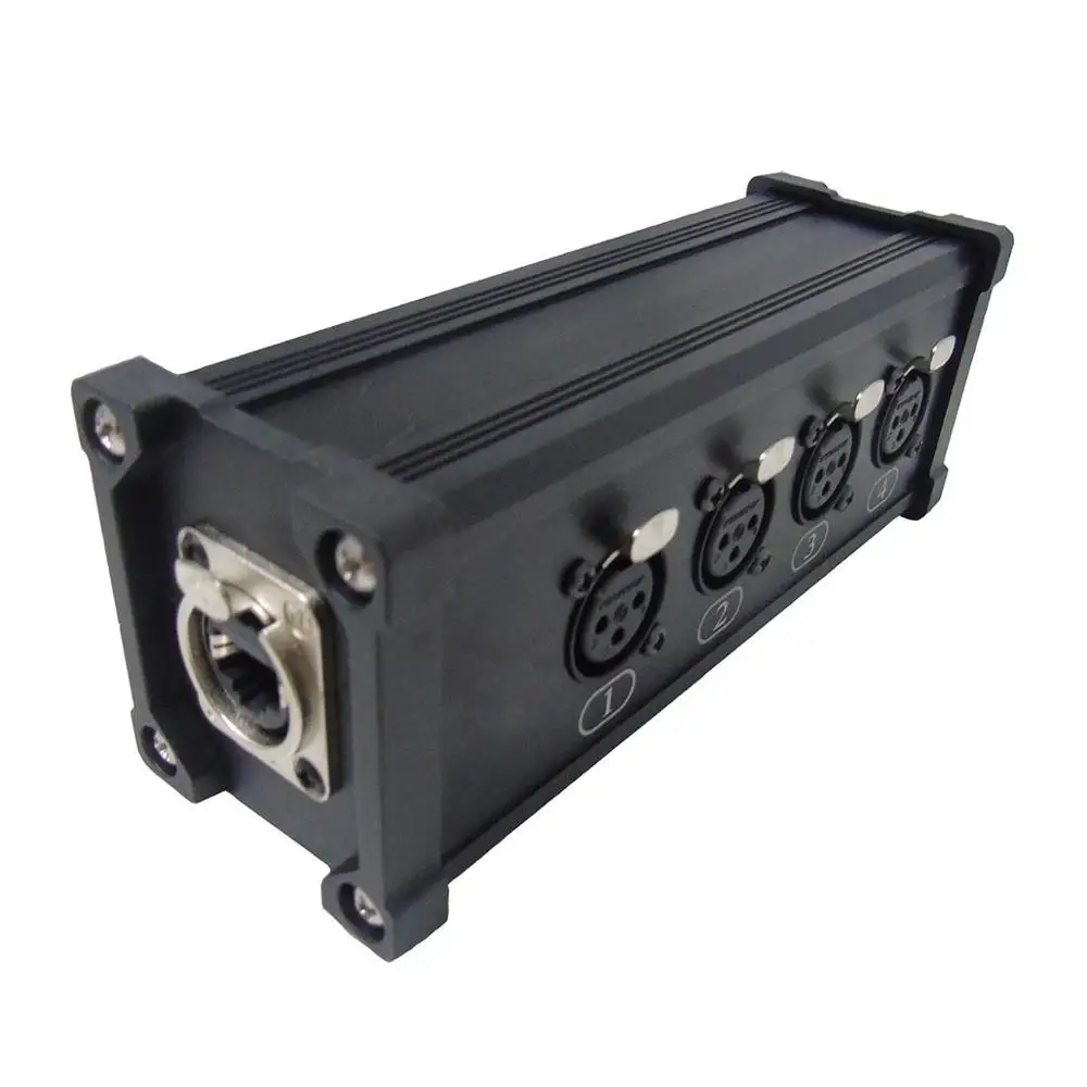 High quality RJ45 CAT6 female to 4 &times; xlr female digital audio and video box 4ch etherCon to XLR Breakout Box