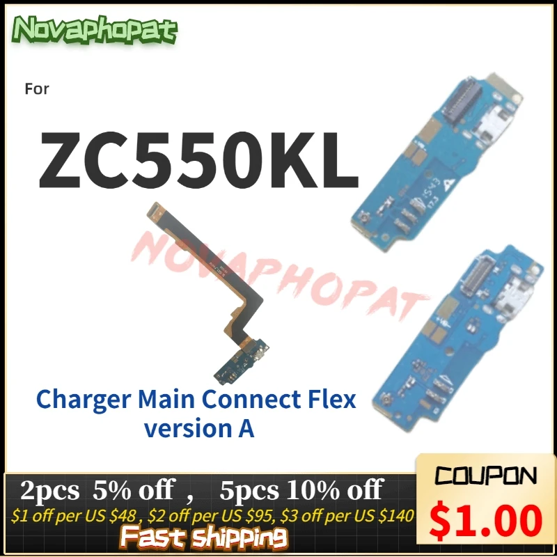 Зарядный порт Novaphopat для Asus Zenfone Max ZC550KL USB зарядки основной разъем подключения к ЖК
