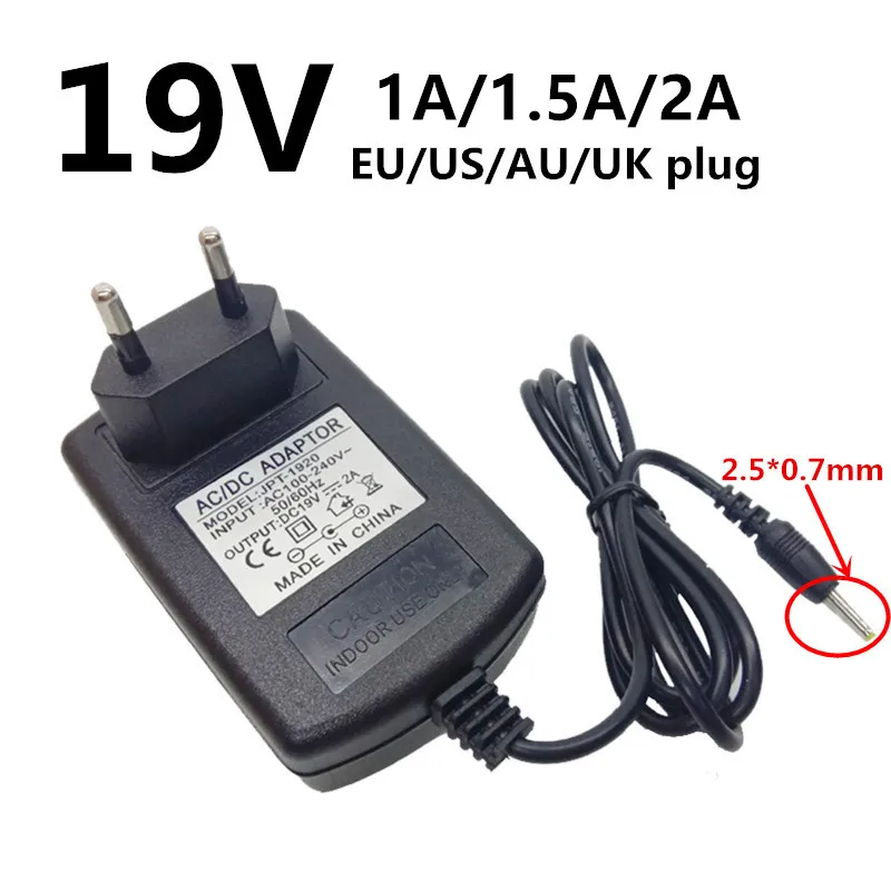 Блок питания 19 В постоянного тока адаптер 19V1A 19V2A 19V1.5A AC 220 в 2 5 мм * 0 7 ЕС США