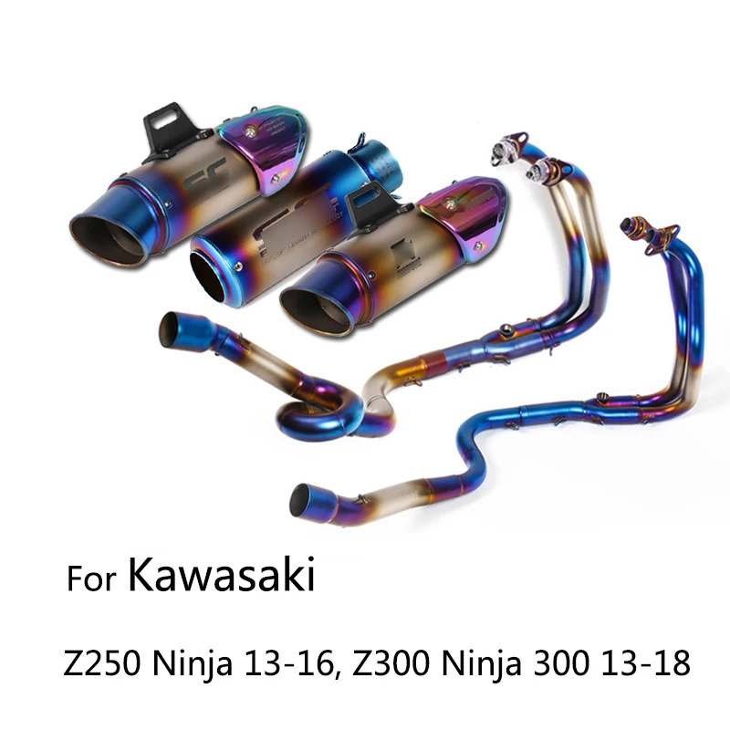 Синяя выхлопная система для Kawasaki Z250 Z300 Ninja 250 300 мотоциклетный коллектор Mid 51 мм выхлопная труба нет дБ Killer Tail Escape