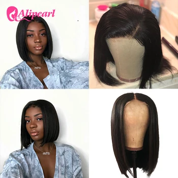 

6x6 Short Bob Wigs For Black Women Lace Front Human Hair Wigs Brazilian Straight Bob Lace Front Wigs Pre Plucked Ali Pearl Hair