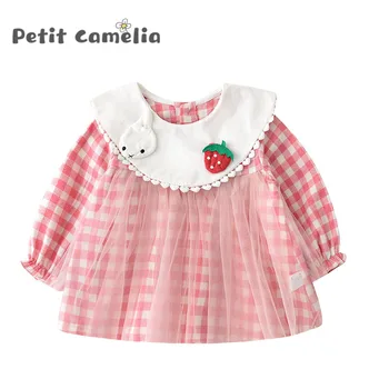 

Infant Sisters Dress Baby Doll Collar Plaid Triangle Romper Princess Cute Long Sleeve Newborn Baby Bodysuit Girls Clothes