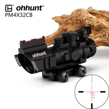 

ohhunt 4x32 Hunting Compact Riflescope RGB Tri-Illuminated Rapid Ranging Reticle with Back Up Fiber Optic Front and Rear Sight