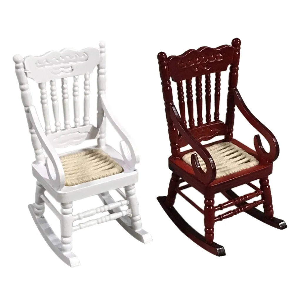 Toys For Children 1:12 Dollhouse Miniature Furniture Wooden White Dining Table Chair Model Set Kids Baby Juguetes |