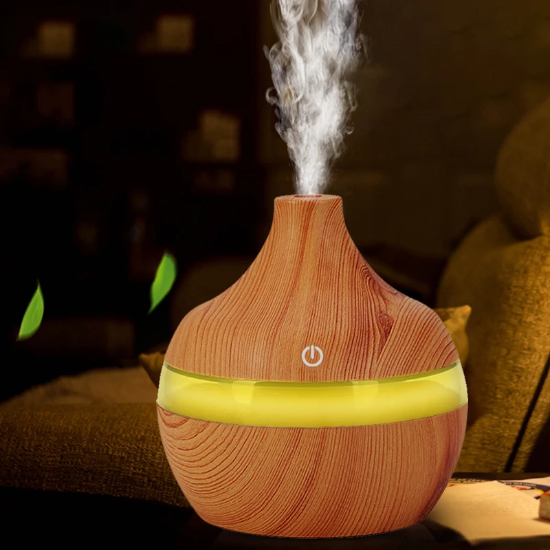  Electric Humidifier Essential Aroma Oil Diffuser Ultrasonic Wood Grain Air Humidifier USB Mini Mist