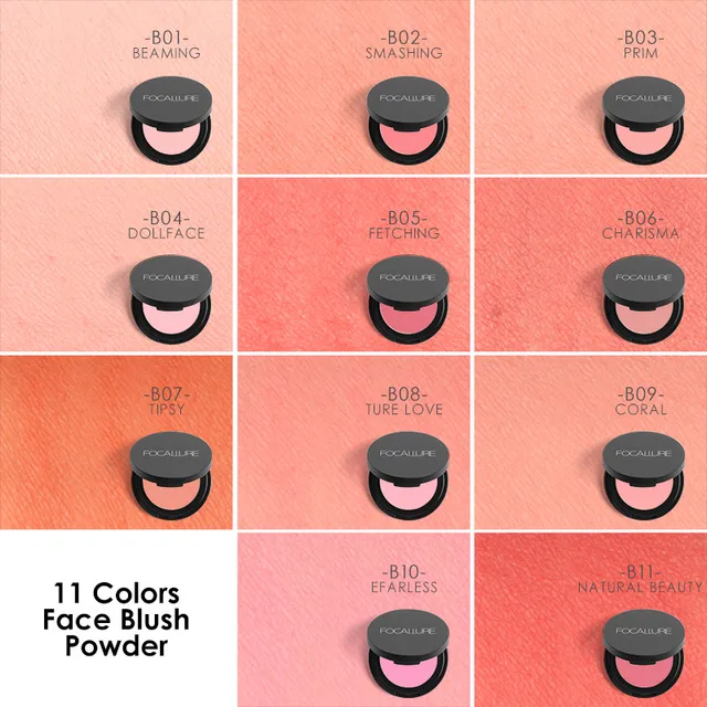 FOCALLURE 11 Colors Face Mineral Pigment Blusher Powder Brozer Cosmestics Professional Palette Blush Contour Shadow