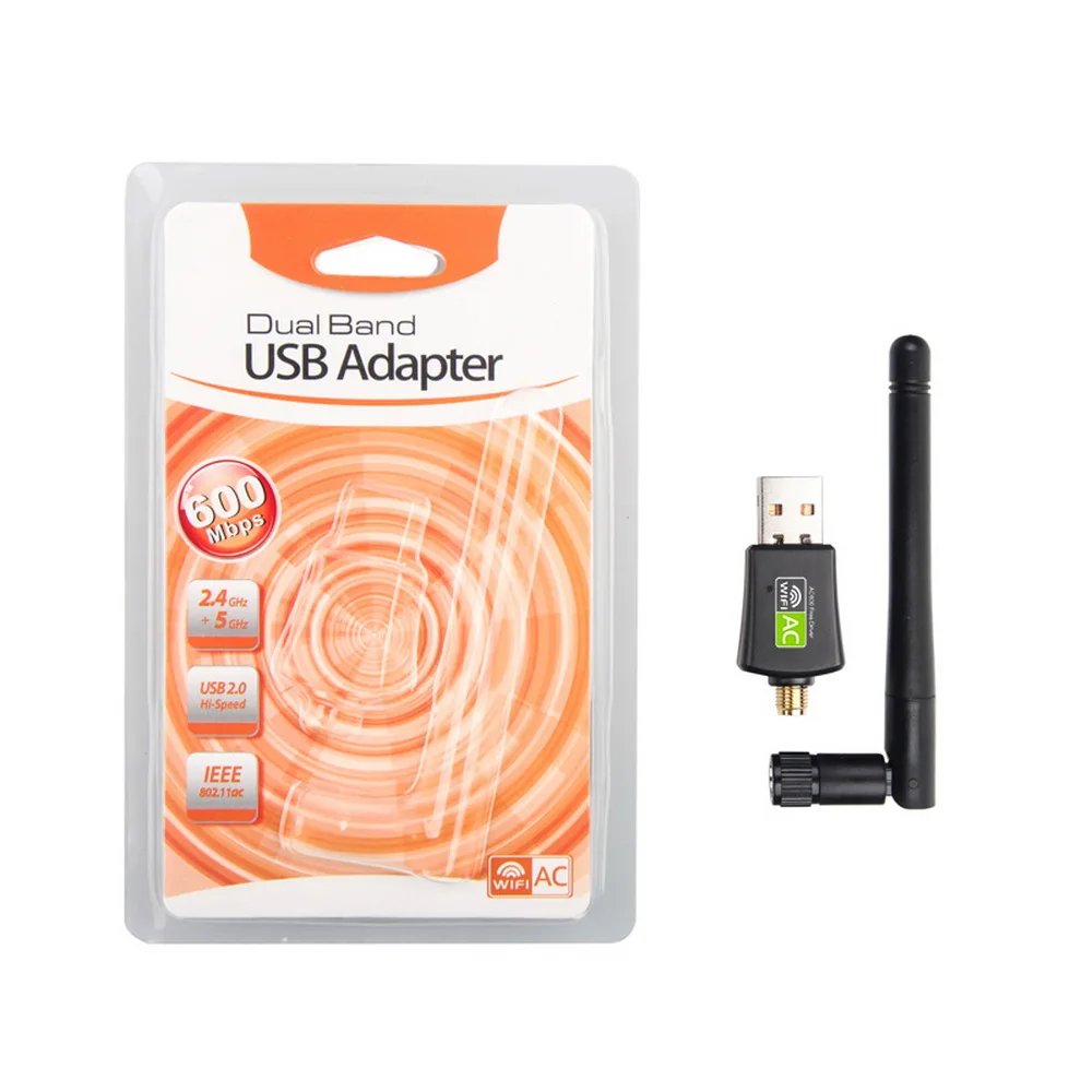 As shown Wifi адаптер Бесплатный драйвер сетевые карты Портативный USB Двухдиапазонный 600 Мбит/с 5/2. 4 ГГц LAN антенна ключ Wifi для Win 7 8 10 RTL8811CU - Цвет: As shown
