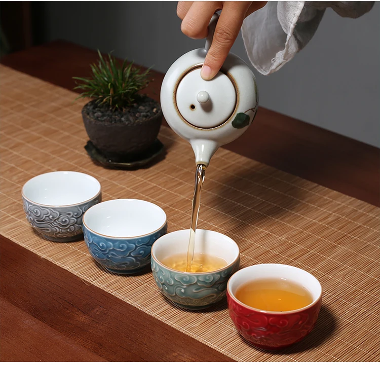 PINNY 90 мл фарфоровая рельефная облачная мастер-чашка разноцветная облачная большая чайная чашка Подарочная коробка китайские чайные чашки кунг-фу керамическая чашка для чая