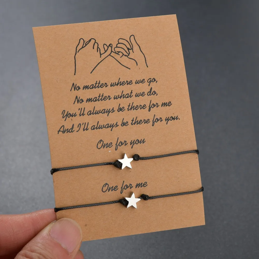 2020 NEW Handmade Braid Rope Chain Adjustable Couple Bracelet Simple Star Pendant Wish Card Lovers Women Men | Украшения и