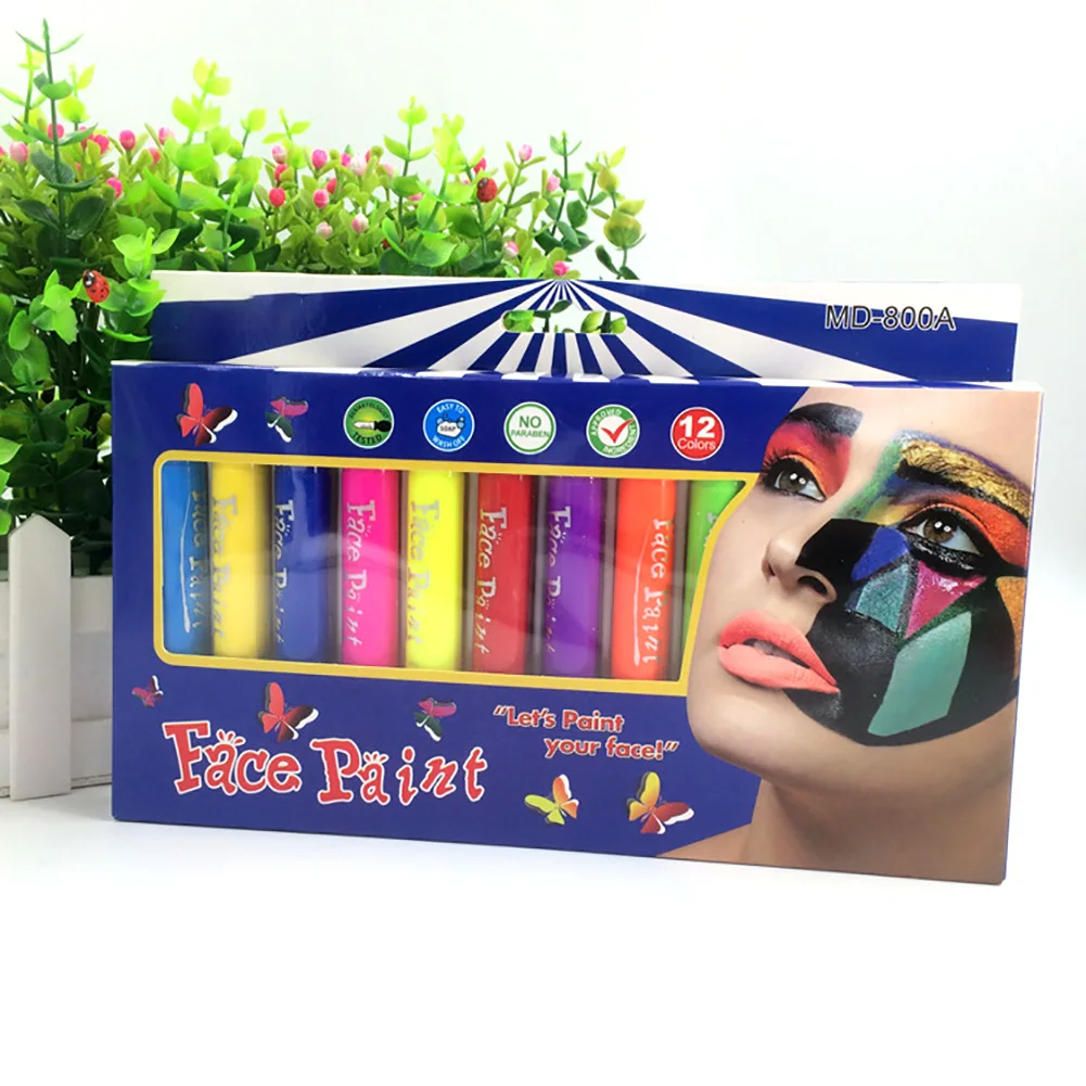 

Non Toxic Toys Children 12 Colors Washable Makeup Crayons Party Body Face Painting Drawing Stick Cosplay Educational