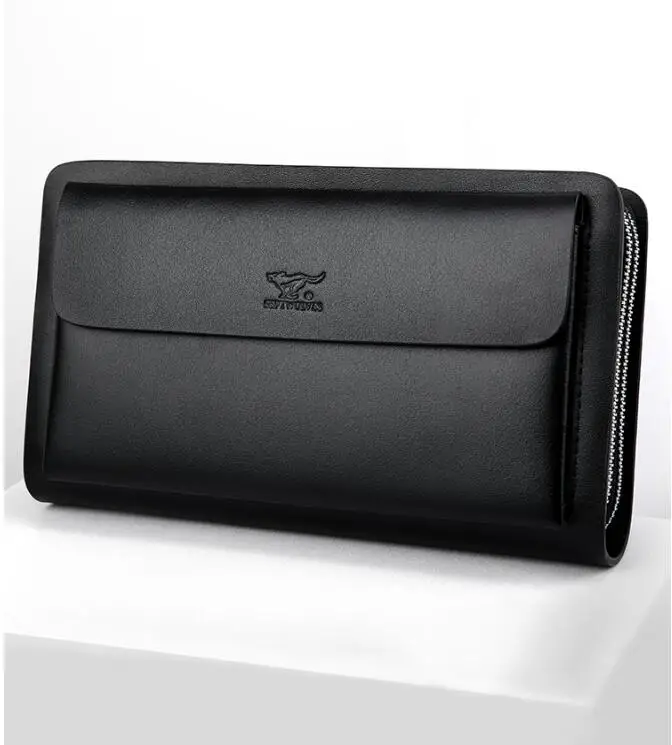 Septwolves Man long purse genuine leather wallet male Small handbag fashion brand large capacity new handbag