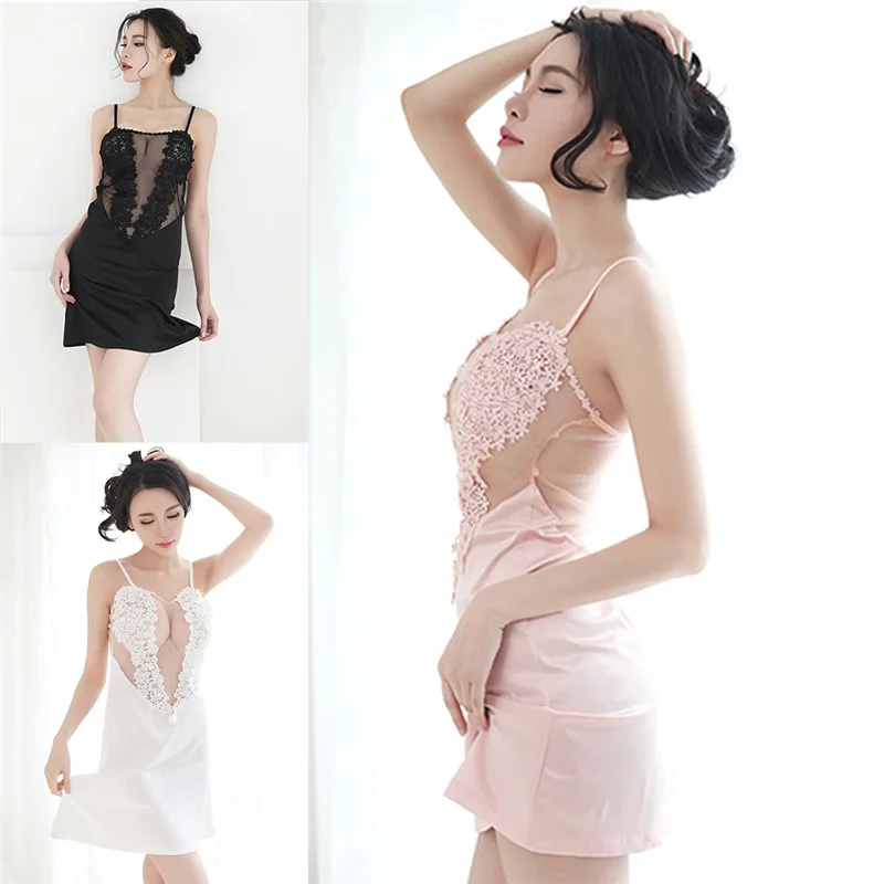 2019 Милое сексуальное женское белье кружевная Цветочная вышивка Ночная рубашка