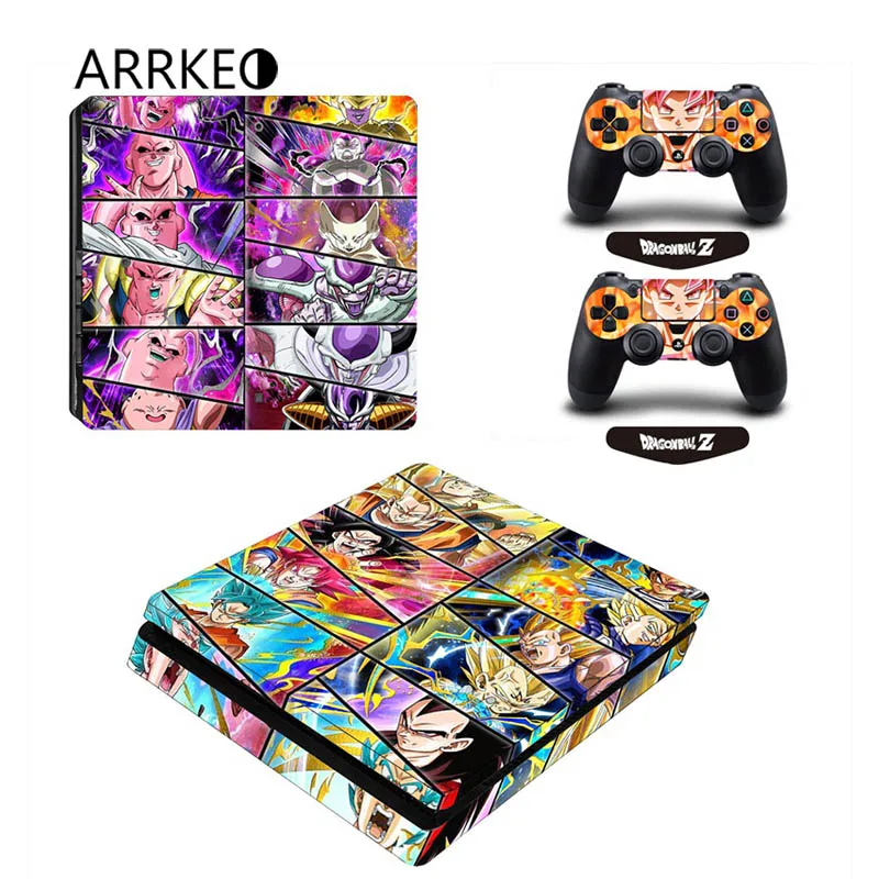 ARRKEO Dragon Ball Guko Vegeta Buu Frieza виниловая крышка PS4 тонкие наклейки на кожу для sony playstation 4 тонкая консоль и 2 контроллера - Цвет: With Led Light Bar