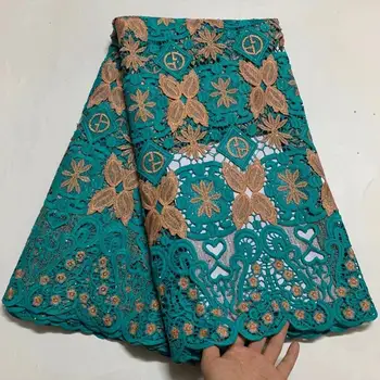 

2020 Newest African Guipure Cord Lace Fabric High Quality French Water Soluble Cord Lace Fabric With Stones For Nigerian Dress
