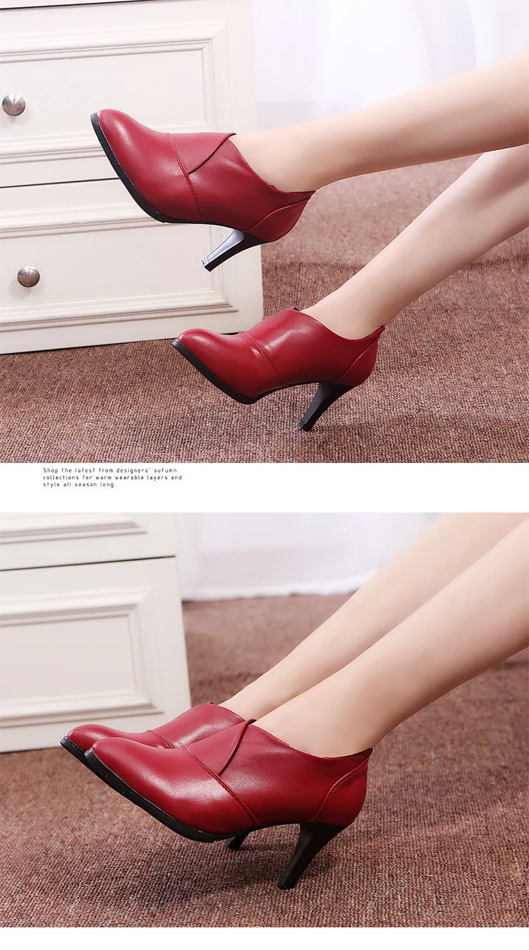 Новые модные неглубокие туфли-лодочки из искусственной кожи женская обувь демисезонные офисные женские туфли с острым носком на тонком каблуке 7,5 см, без шнуровки, на высоком каблуке