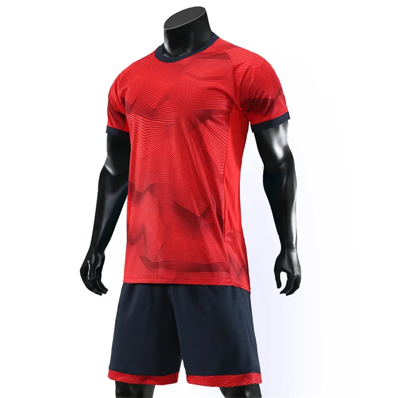 Мужские футбольные майки, наборы, профессиональный Survete, Мужские Спортивные командные тренировочные комплекты, дышащая пустая трикотажная Футбольная форма на заказ - Цвет: Red