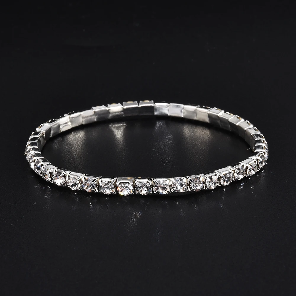 Высокое качество, модный женский эластичный блестящий браслет с кристаллами для девочек, вечерние, свадебные браслеты, подарок, 5 стилей