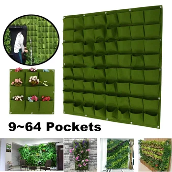 

Green Vegetable Plant Grow Bag Planter Wall Hanging Vertical Gardening Pots Felt Fabric 9~64 Pockets Garden Decoration Supplies