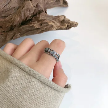 

S925 Sterling Silver Multi-Layer Cross Ring Geometric Fashion Cool All-match Index Finger Ins Non-Mainstream Design Sense
