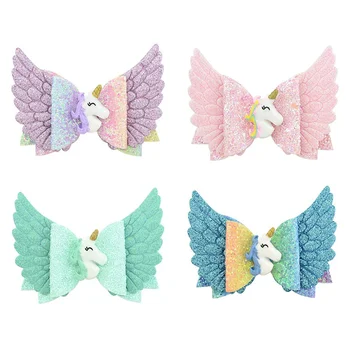 

Angel Wing Princess Hairpins Glitter Unicorn Hair Bows With Clip Girl Party Bow Hair Clip Girls Hairpin Hair Accessories