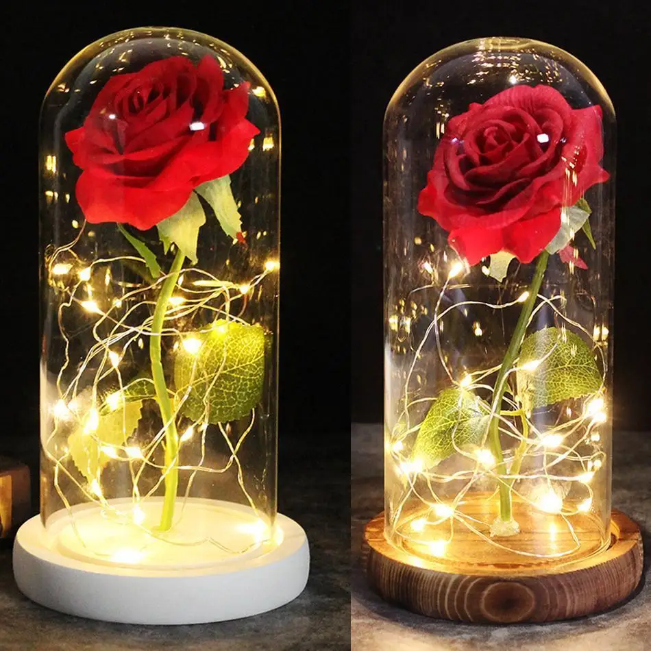 Искусственные цветы красота и чудовище РОЗА светодиодная лампа роза Eternelle в