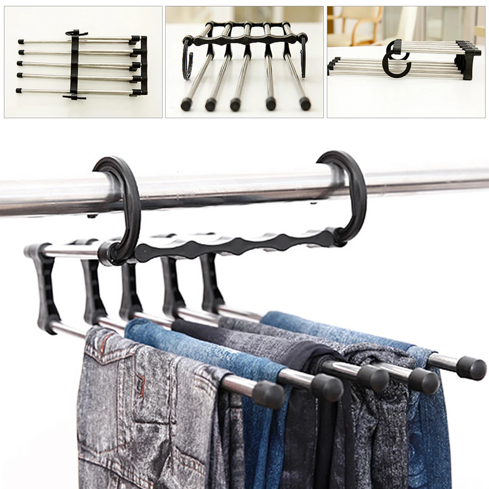 

5 Layers Multi-purpose Pants Racks Clothes Hangers Pants Storage Hangers Cloth Rack Stainless Steel Wardrobe Hanger Pants Racks