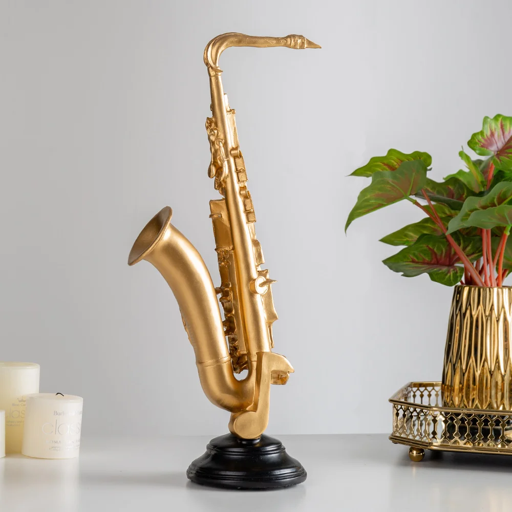 Modern Home Decoration Violin Figurines Sax Statuettes Accessories Desk Office Decor Resin Musical Instrument Model Decorative