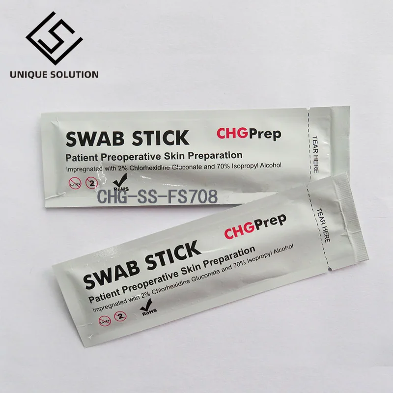 Surgical Pre injection Swab Sticks with 2% Chlorhexidine and 70% Isopropyl alcohol 2.8