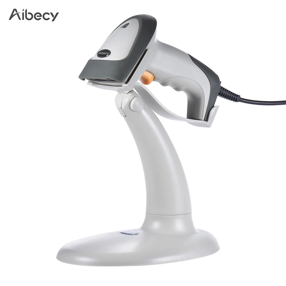 

USB Bi-directional 1D Barcode Scanner Auto Manual Consecutive Scanning Bar Code Reader Processor Optical Glass w/ Stand